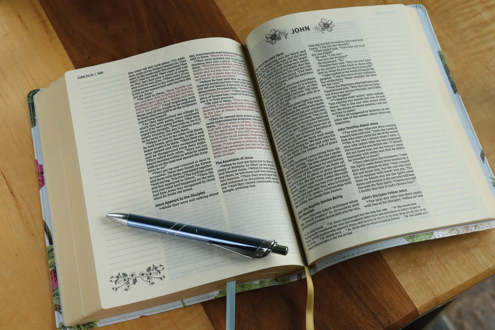 NIV Artisan Collection Bible Lthrsft Blue Floral Red Letter Edition