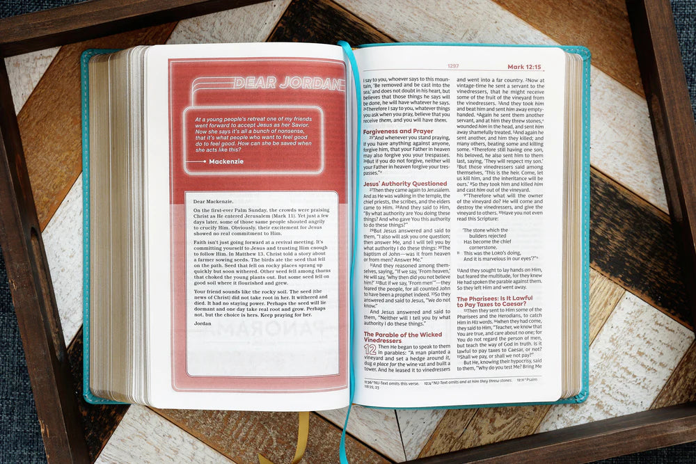 NKJV, Teen Study Bible, Leathersoft, Teal, Comfort Print