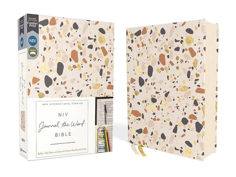 NIV, Journal the Word Bible (Perfect for Note-Taking), Cloth over Board, Cream, Red Letter, Comfort Print: Reflect, Take Notes, or Create Art Next to Your Favorite Verses cover image
