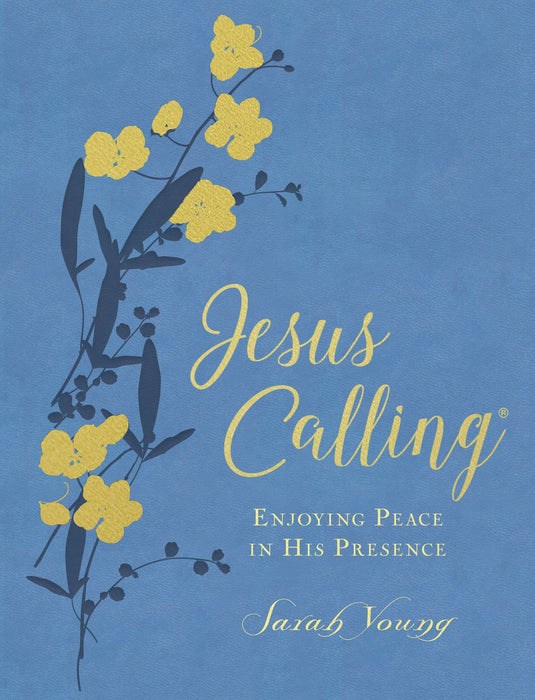 Jesus Calling Large Print by Sarah Young (Deluxe Light Blue Leathersoft)