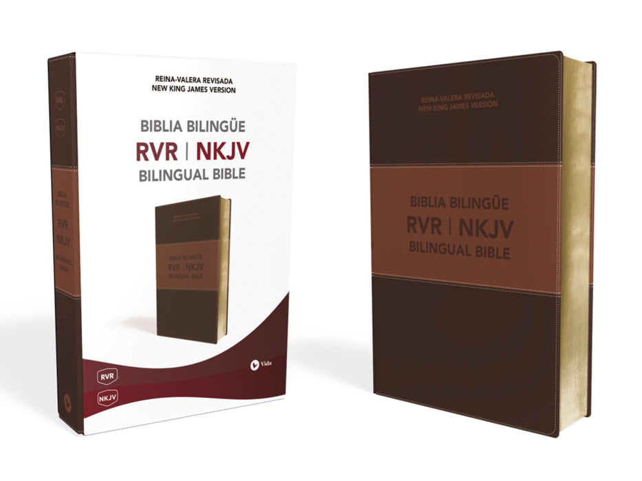 Biblia Bilingüe RVR/NKJV, Piel Imit., Marrón (Bilingual Bible, Brown Leatherlike)