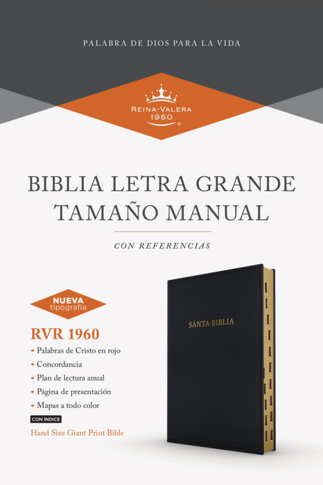 Rvr 1960 Biblia Letra Grande Tamaño Manual, Negro, Imitación Piel Con Índice - Morning Star Christian Bookstores