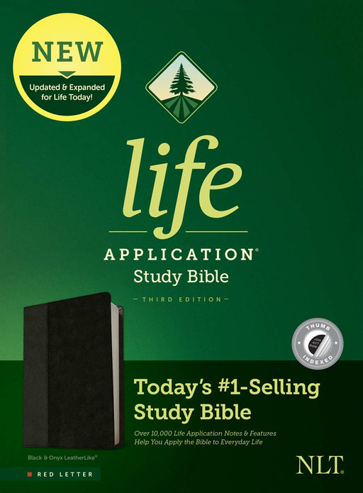 NLT Life Application Study Bible Third Edition, Black/Onyx LeatherLike, Thumb-Indexed - Morning Star Christian Bookstores