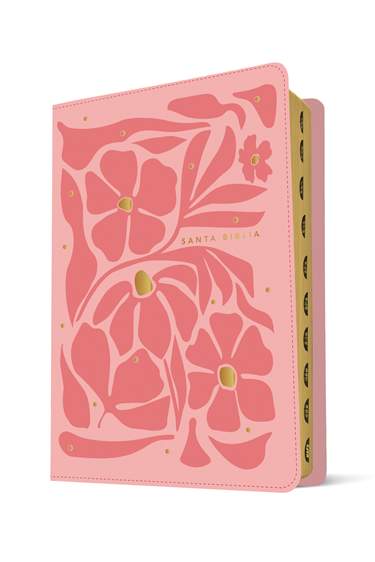 Biblia ultrafina NTV, letra grande con Filament (SentiPiel, Flores rosa, Índice, Letra Roja)