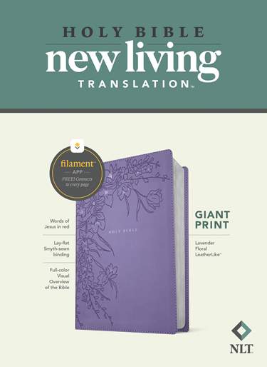 NLT Giant Print Bible, Filament Enabled, LeatherLike, Lavender Floral, Red Letter