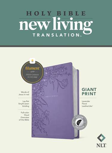 NLT Giant Print Bible, Filament Enabled, LeatherLike, Indexed, Lavender Floral, Red Letter