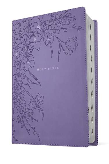 NLT Giant Print Bible, Filament Enabled, LeatherLike, Indexed, Lavender Floral, Red Letter