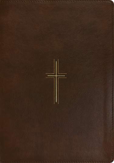 NLT Giant Print Bible, Filament Enabled, LeatherLike, Rustic Brown Gold Cross, Red Letter