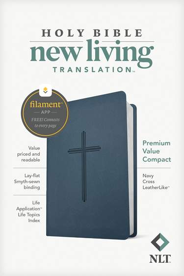 NLT Premium Value Compact Bible, Filament Enabled, LeatherLike, Navy Cross