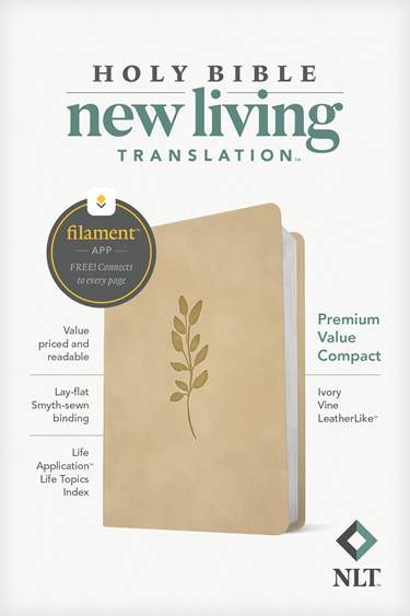 NLT Premium Value Compact Bible, Filament Enabled, LeatherLike, Ivory Vine
