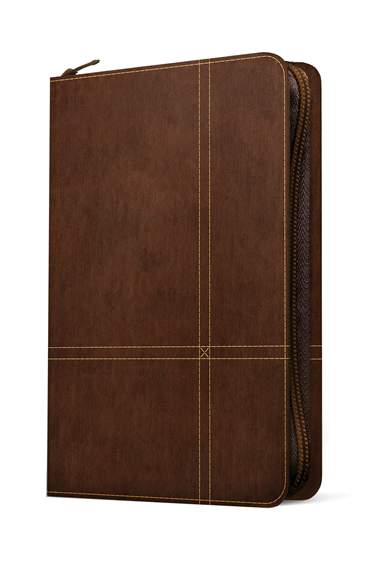 Biblia ultrafina NTV de zíper, con Filament, LeatherLike, Indexed, Rustic Brown, Red Letter