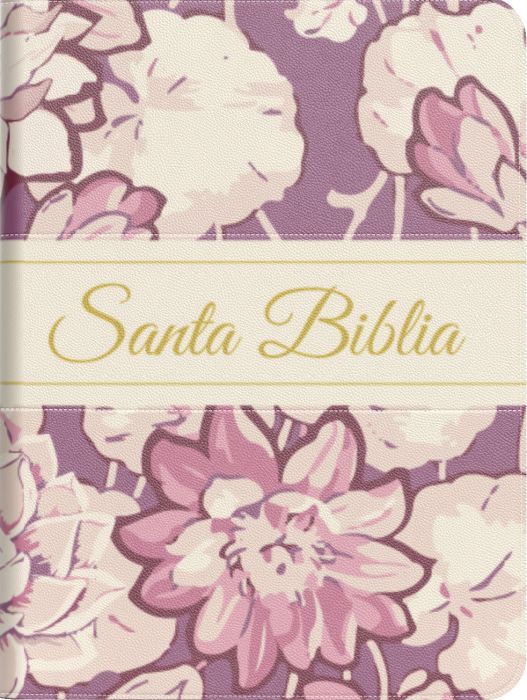 Biblia RVR 1960 - Compacta Letra Grande/ Símil piel - Floral lila