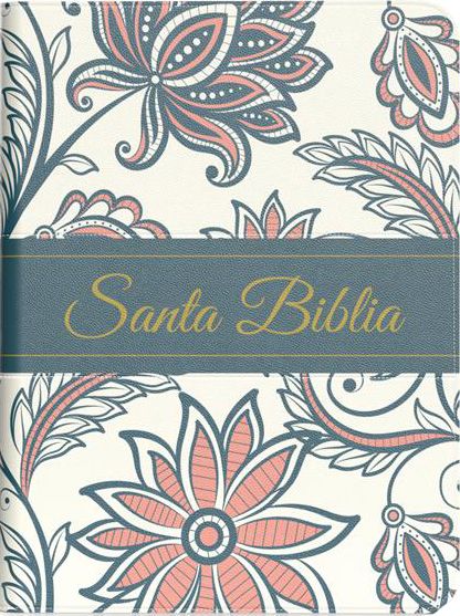 Biblia RVR 1960- Compacta Letra Grande / Símil piel - Floral crema