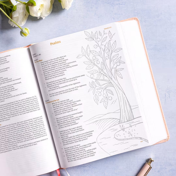 CSB Illustrator’s Notetaking Bible, Large Print Edition, Peach Bouquet LeatherTouch