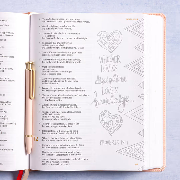 CSB Illustrator’s Notetaking Bible, Large Print Edition, Peach Bouquet LeatherTouch