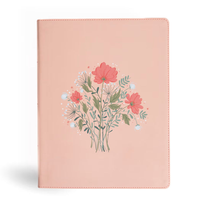 CSB Illustrator’s Notetaking Bible, Large Print Edition, Peach Bouquet LeatherTouch