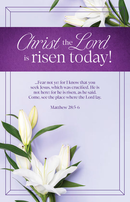 Easter Bulletin: Christ the Lord is Risen Today (Package of 100): Matthew 28:5-6 (KJV)