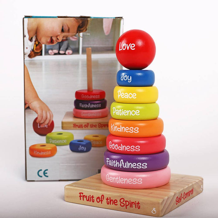 Wooden Puzzle - Stacking Rings - Fruit of the Spirit - Morning Star Christian Bookstores