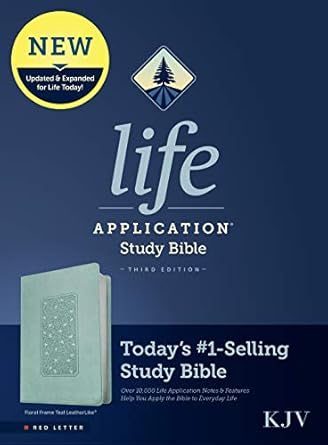 KJV Life Application Study Bible Leatherlike Floral Frame Teal 3rd Edition - Morning Star Christian Bookstores