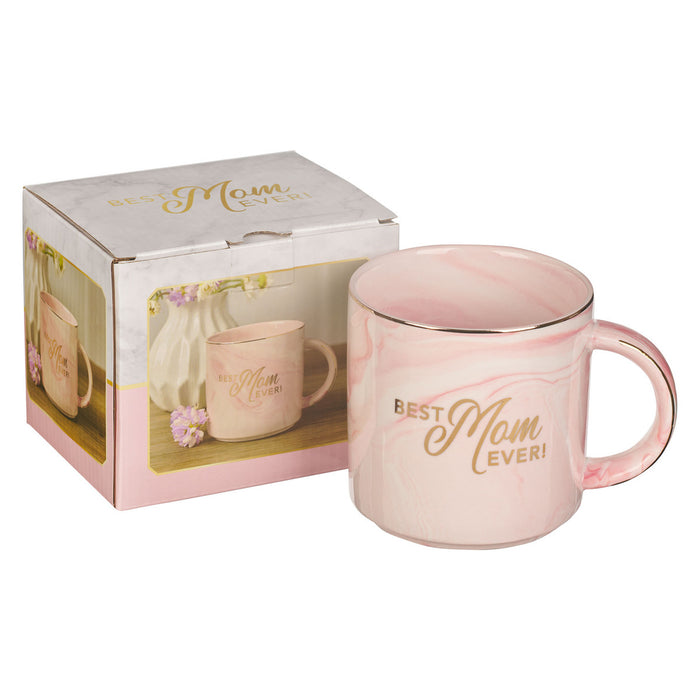 13 OZ MUG BEST MOM EVER PINK MARBLED