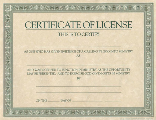 LICENSE (GENERIC) CERTIFICATE - Morning Star Christian Bookstores