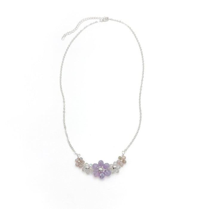 Daphne Crystal Flower and Silver Necklace