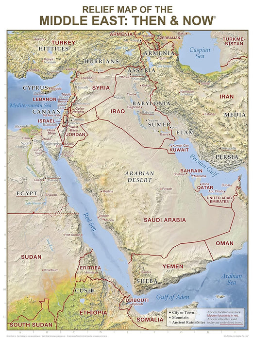 WALL CHART: Relief Middle East Map-Laminated