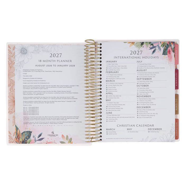 2027 Strength and Dignity 18-Month Spiral Planner with Elastic Closure - Proverbs 31:25