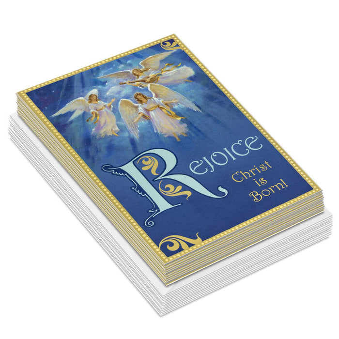 Rejoice Heavenly Angels Religious Boxed Christmas Cards, Pack of 16