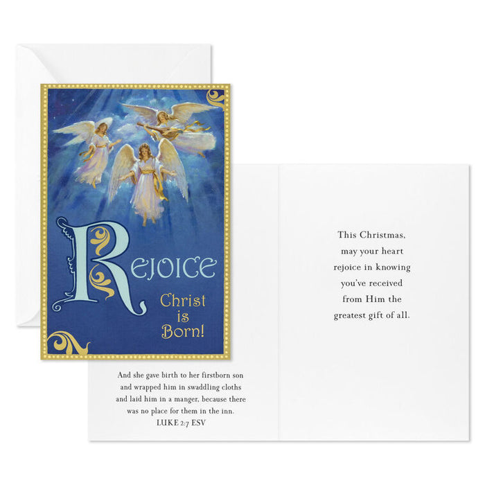 Rejoice Heavenly Angels Religious Boxed Christmas Cards, Pack of 16
