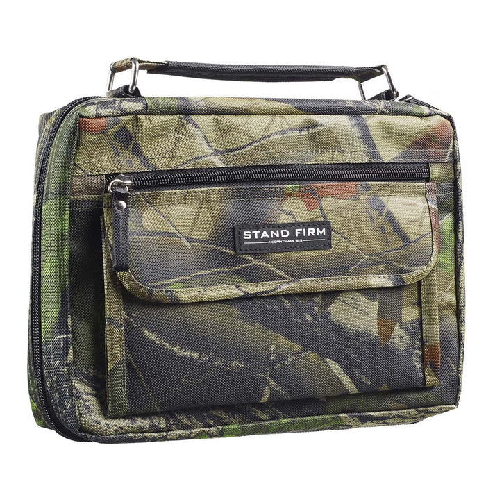 Stand Firm Oak Moss Camo Poly-Canvas Organizer Bible Cover - 1 Corinthians 16:13 - Large
