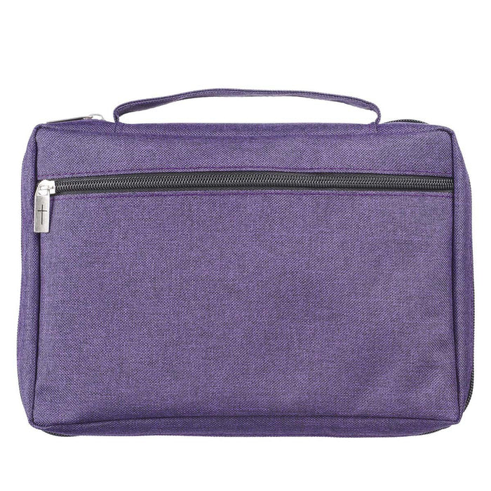 Purple Poly-Canvas Value Bible Cover with Ichthus Badge - Medium