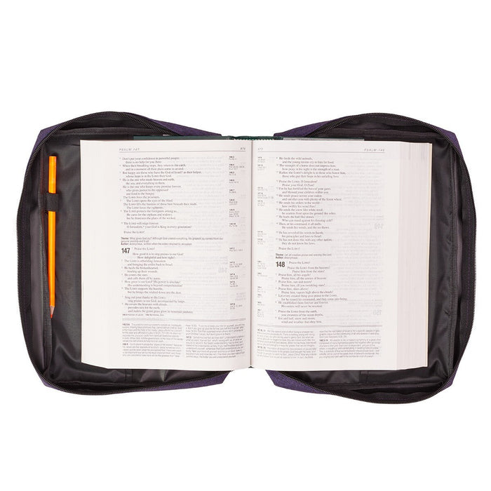 Purple Poly-Canvas Value Bible Cover with Ichthus Badge - Medium