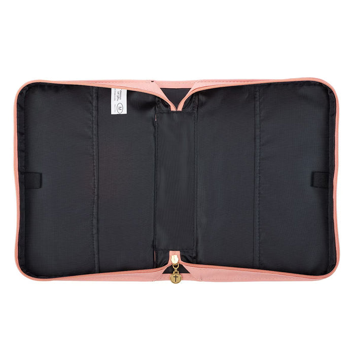 He Works All Things for Good Peach Floral Faux Leather Fashion Bible Cover - Romans 8:28 LG