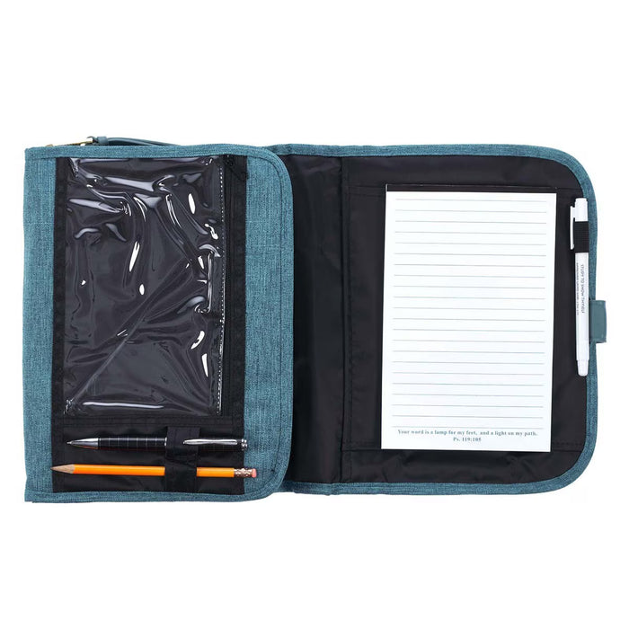 Faith Teal Tri-fold Organizer Bible Cover - Medium