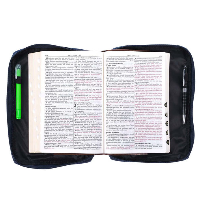 Done in Love Navy Floral Value Bible Case - Medium