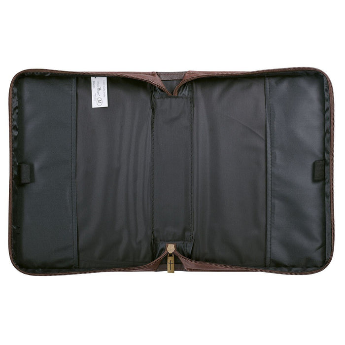 Strength and Defense Walnut-Brown Faux Leather Classic Bible Cover- Exodus 15:2 - Extra Large