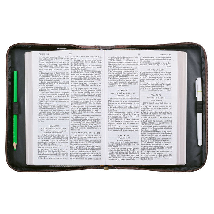 Strength and Defense Walnut-Brown Faux Leather Classic Bible Cover- Exodus 15:2 - Extra Large