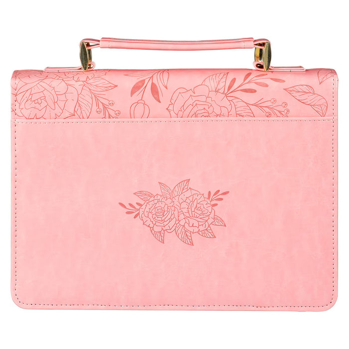 Strength and Dignity Large Rose Pink Faux Leather Bible Cover MD
