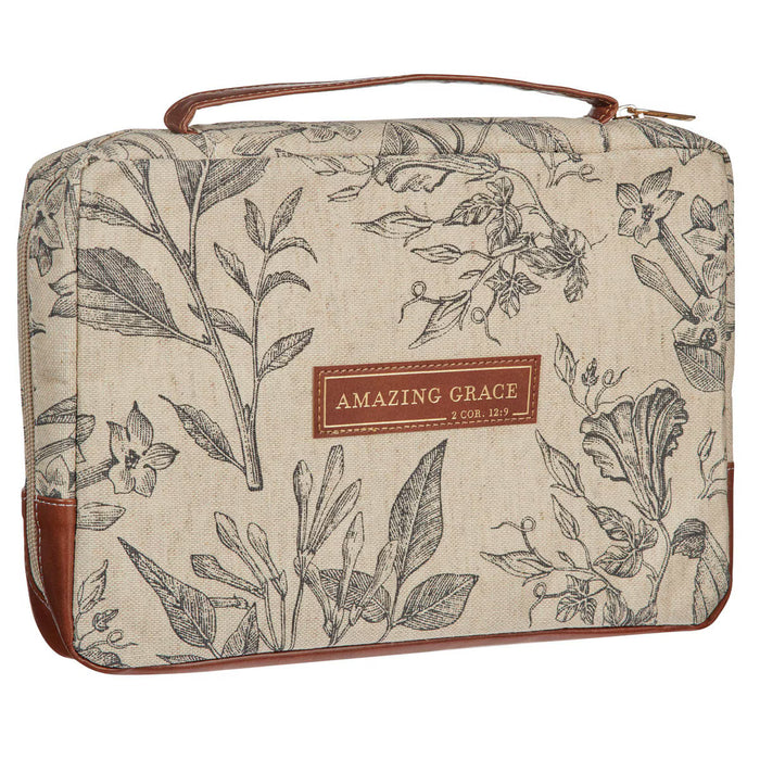 Amazing Grace Natural Canvas Bible Cover - Medium