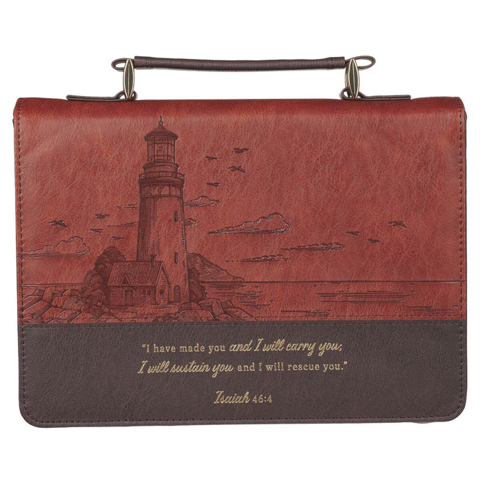 Have Made You Two-tone Brown Faux Leather Classic Bible Cover - Isaiah 46:4 - Extra Large