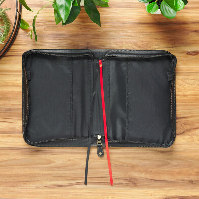 The Plans Black and Charcoal Faux Leather Classic Bible Cover - Jeremiah 29:11