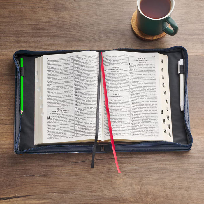 Trust in the Lord Blue Botany Faux Leather Bible Cover - Proverbs 3:5