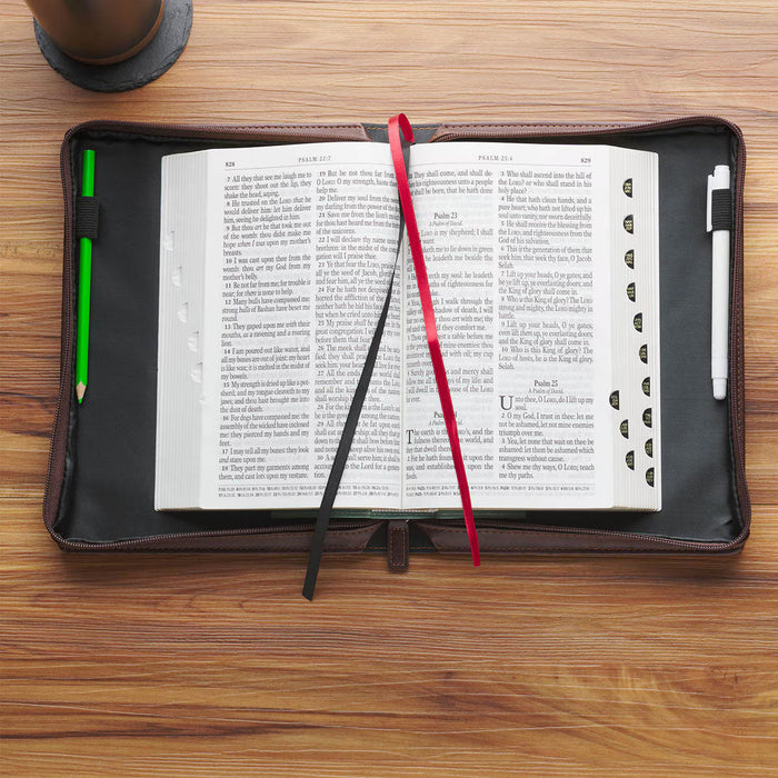 Faith Burnt Chestnut Brown Faux Leather Classic Bible Cover - Matthew 17:20 - Medium