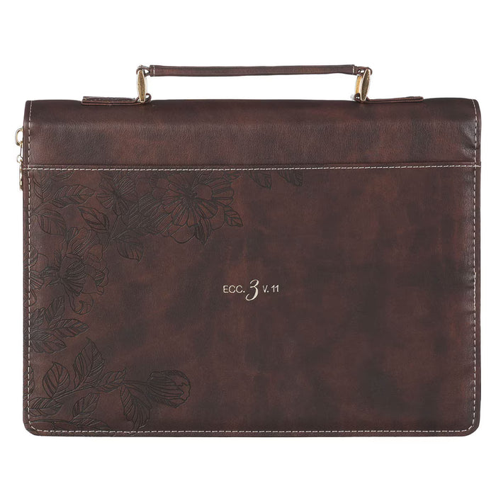 Everything Beautiful Blush Floral Faux Leather Fashion Bible Cover - Ecclesiastes 3:11 -Medium