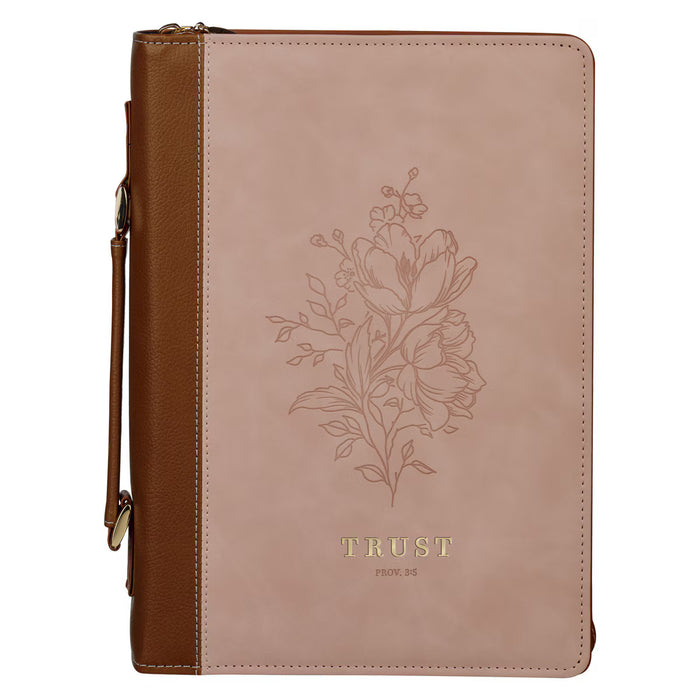 Trust Mottled Blush Faux Leather Fashion Bible Cover - Proverbs 3:5 Medium