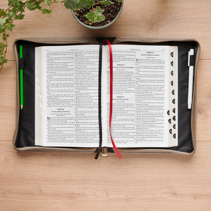 Amazing Grace Taupe Crown of Thorns Faux Leather Fashion Bible Cover - Isaiah 53:5 - Large