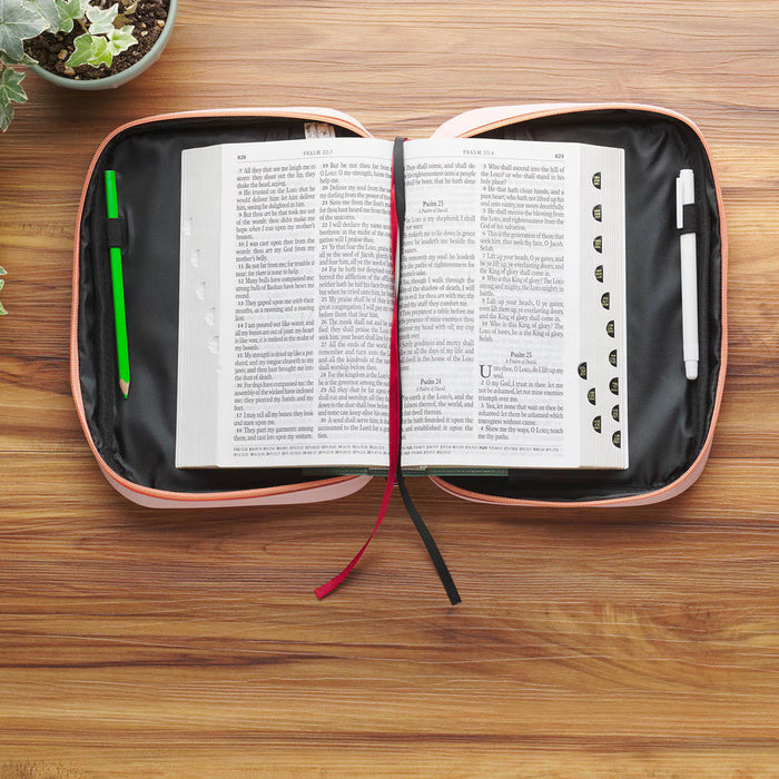 Trust in the Lord Peach Floral Faux Leather Fashion Bible Cover - Large