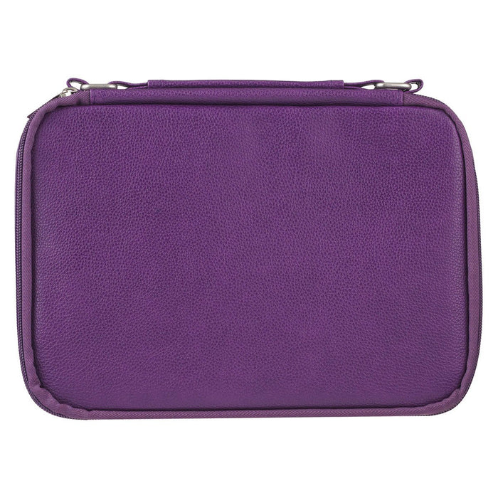 Two-fold Purple Faux Leather Organizer Bible Cover - Medium