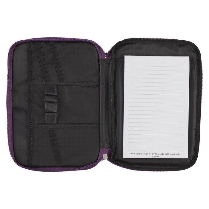 Two-fold Purple Faux Leather Organizer Bible Cover - Medium
